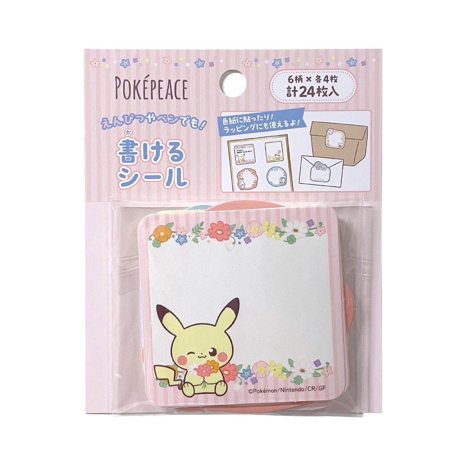 Writeable sticker Pokepiece Flower series from Japan, featuring colorful flower designs and Pokemon characters