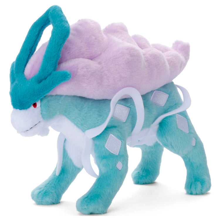 Suicune plush toy sitting pose with authentic tag from Japan