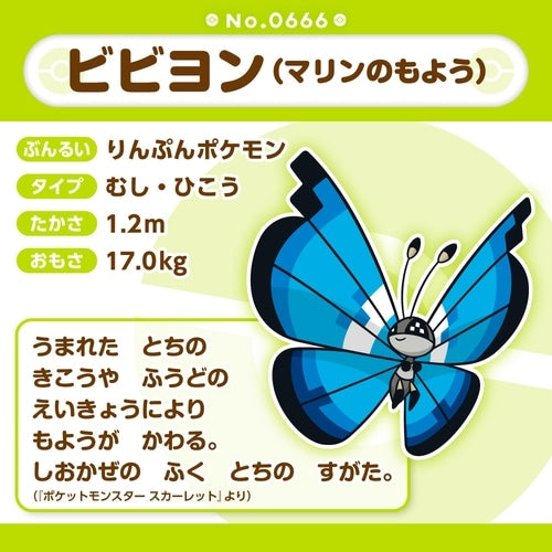Pokémon Fit Vivillon Marine Pattern Plush #666 – Official Japan