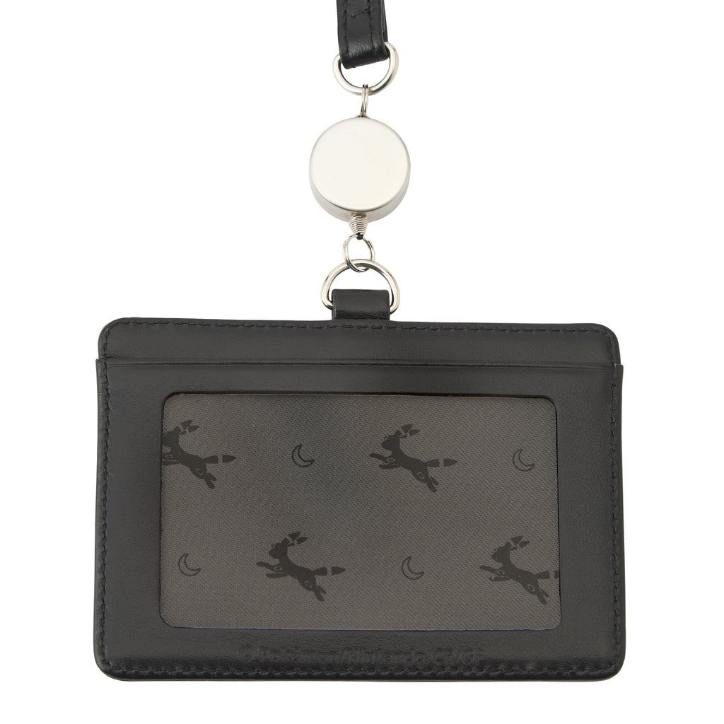 Genuine leather ID card case blacky