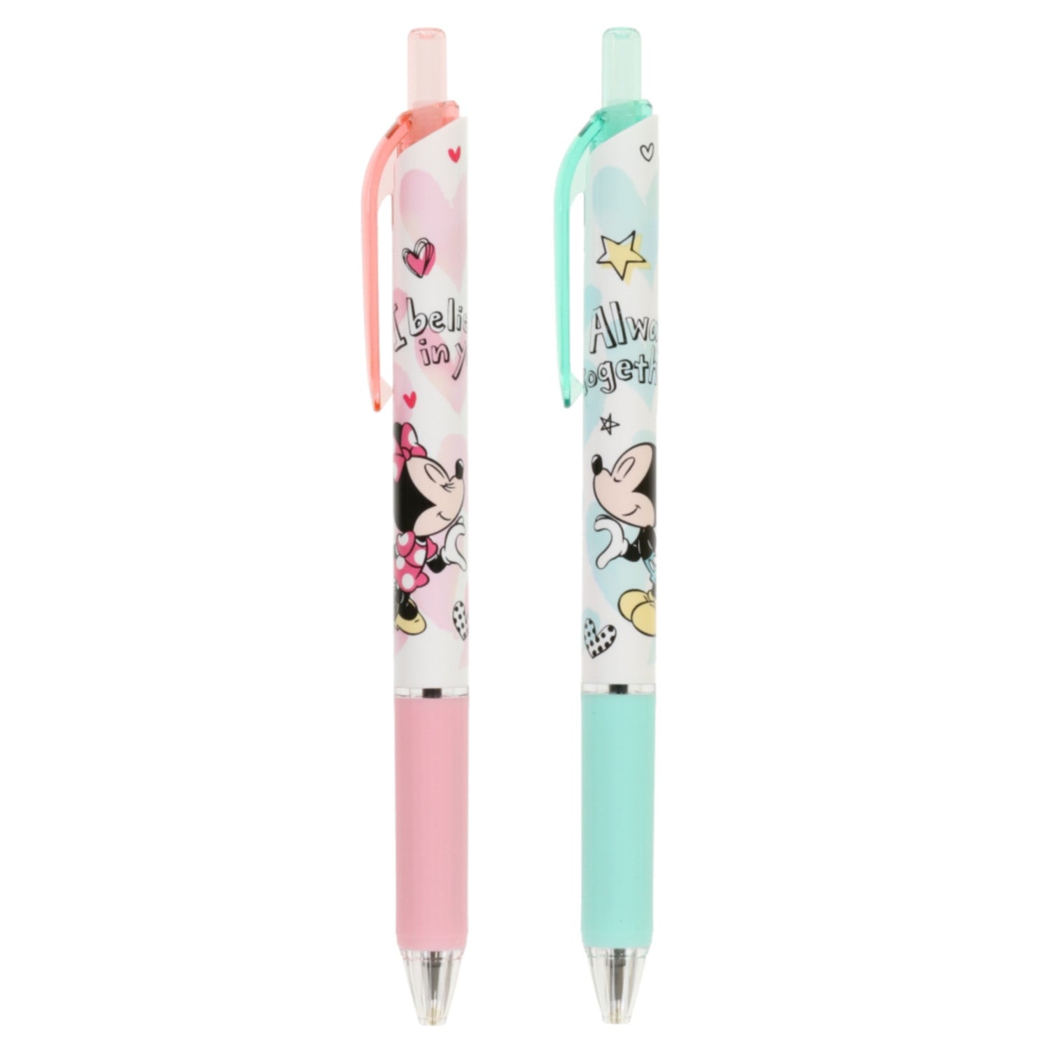 2 black ballpoint pens Mickey Minnie