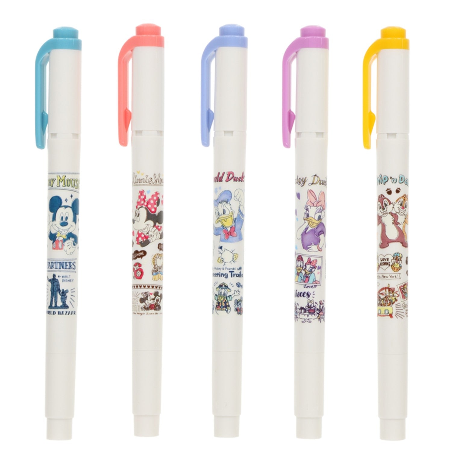Line marker (mild liner) 5 colors 5 pieces Mickey Mouse and friends
