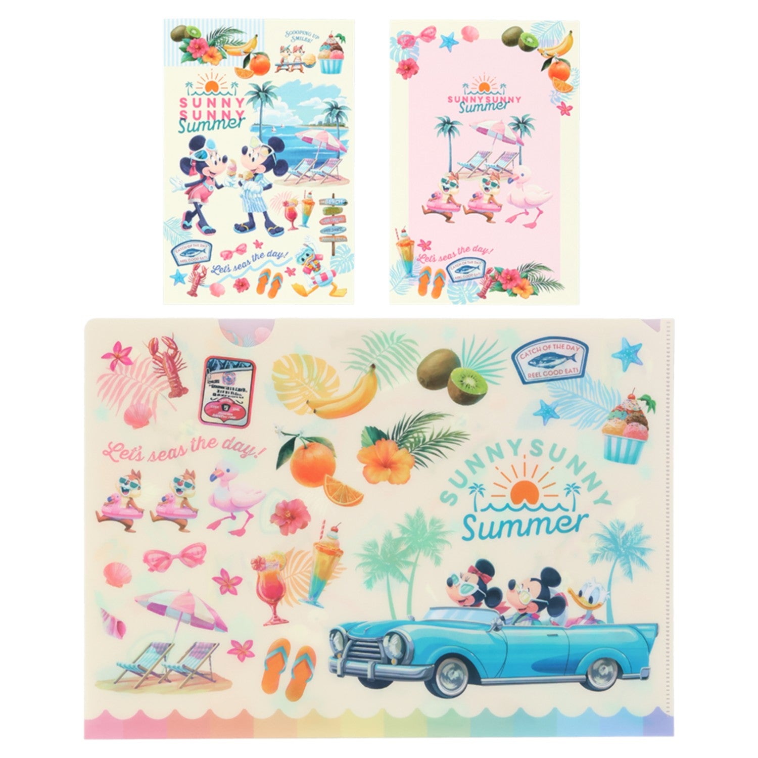 2 Postcards Clear Holder Mickey Mouse and Friends SUNNY SUNNY Summer