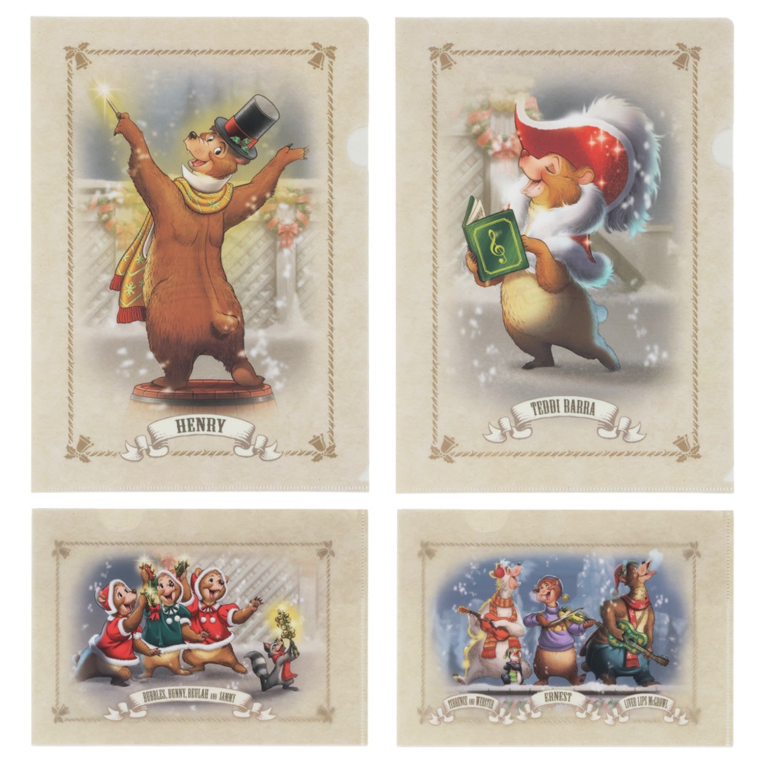 4 clear holders Country Bear Theater