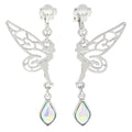 Disney Tinkerbell earrings with sparkly wings and bow, from Japan