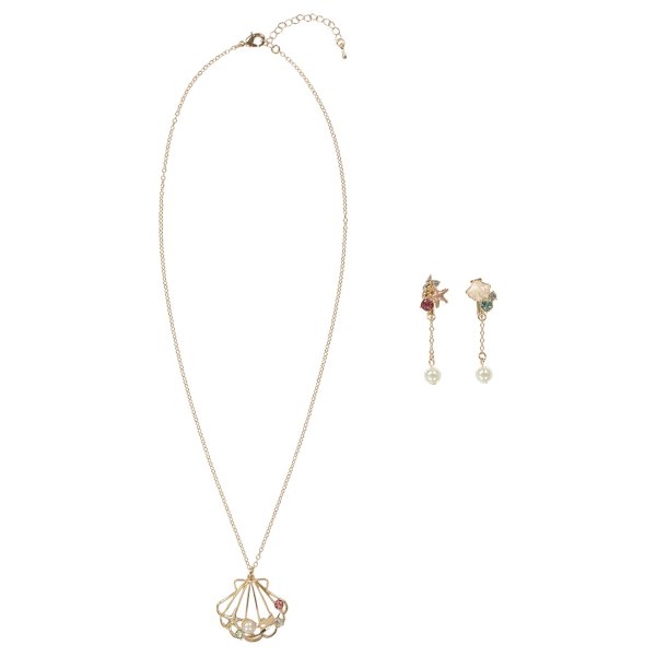 Mermaid Lagoon Disney necklace earrings from Japan, featuring colorful character designs