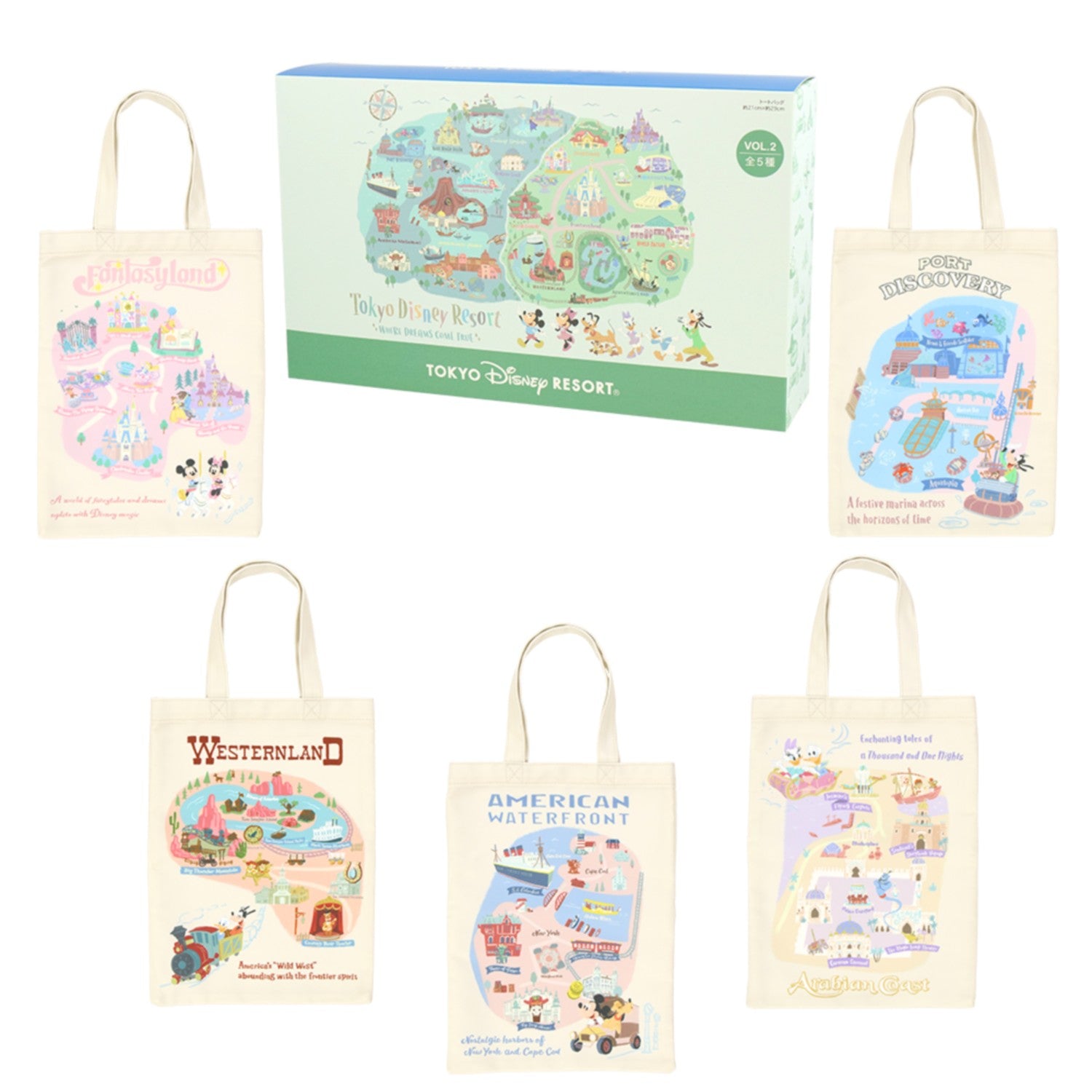 5 tote bags Tokyo Disney Resort