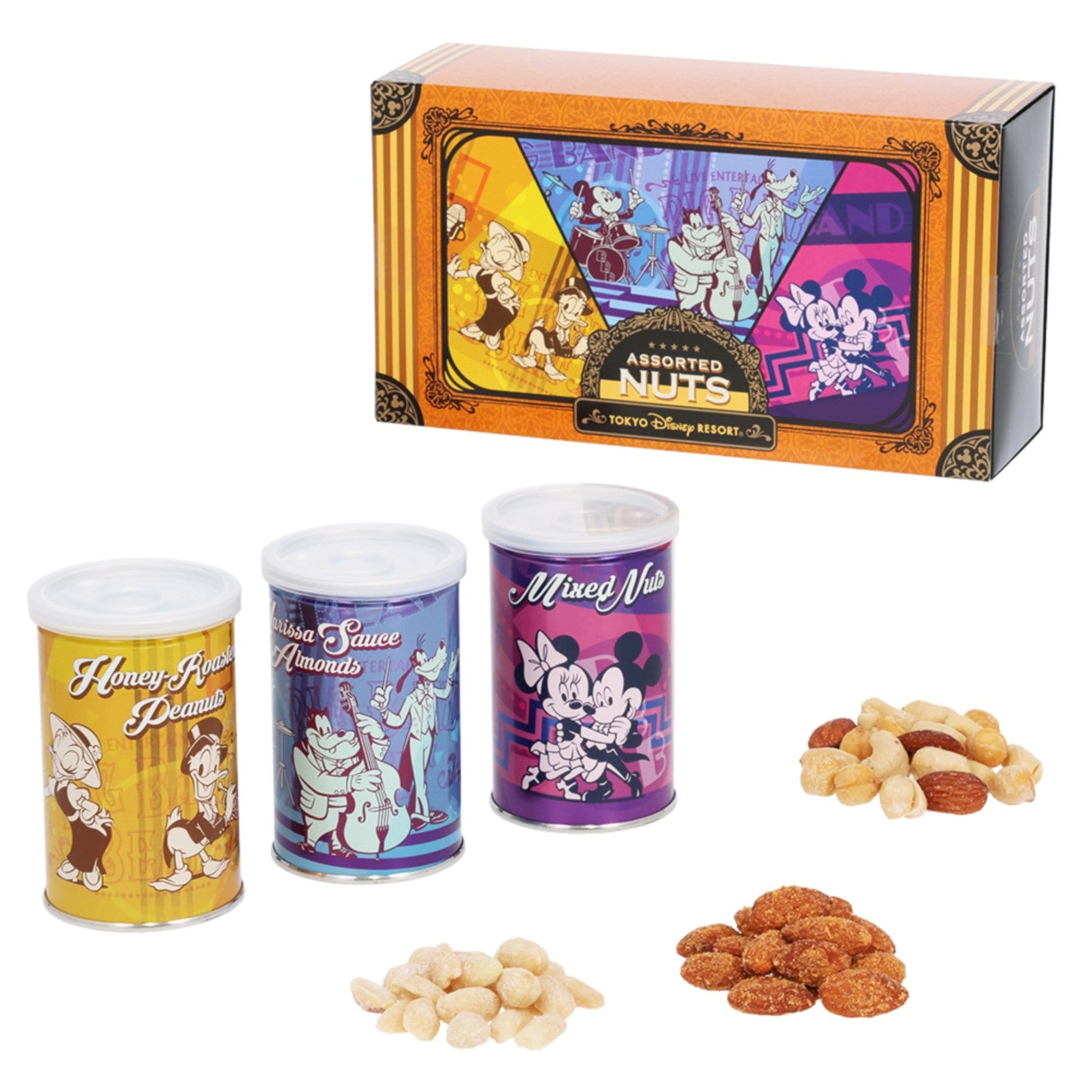 3 cans of assorted nuts Mickey Mouse and friends