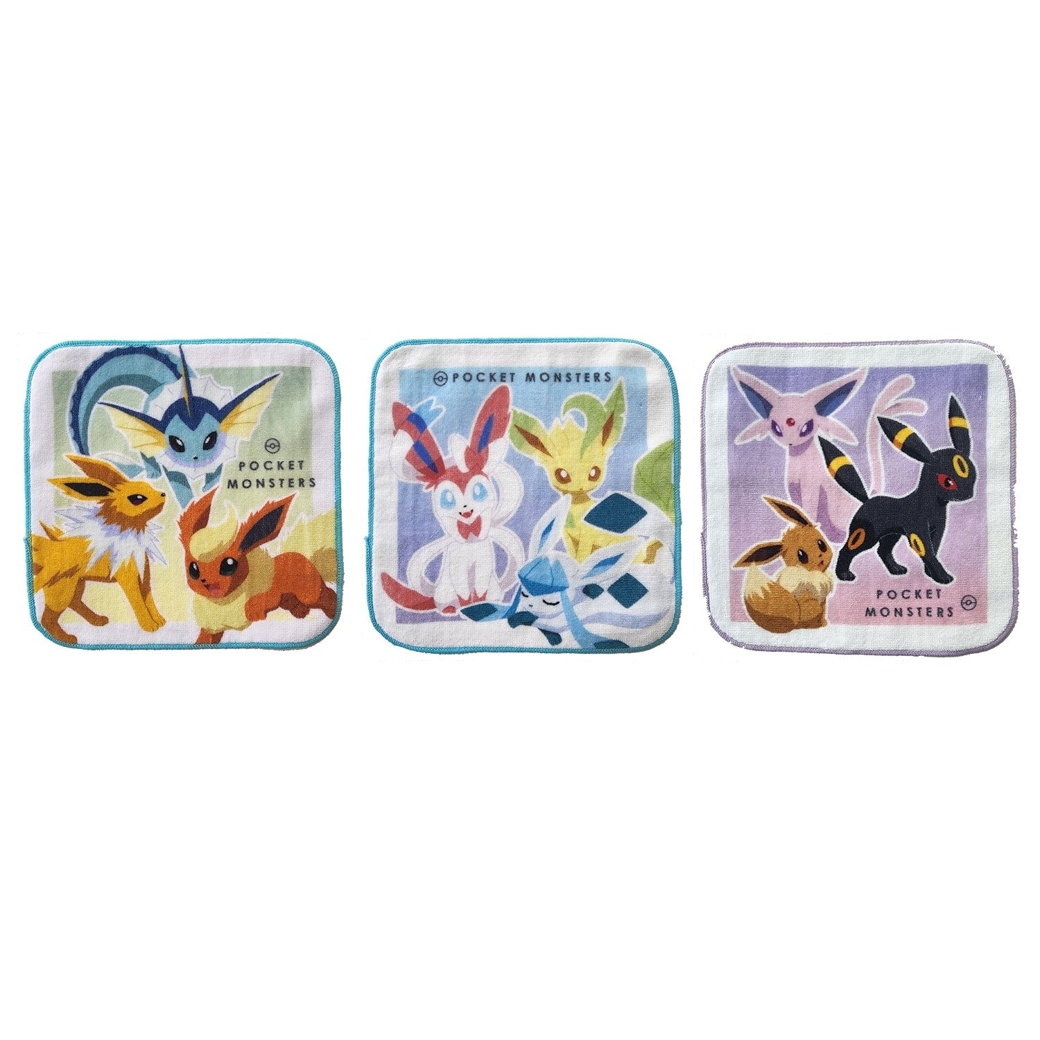 Eevee 3P mini towel from Japan, cute Pokemon character design