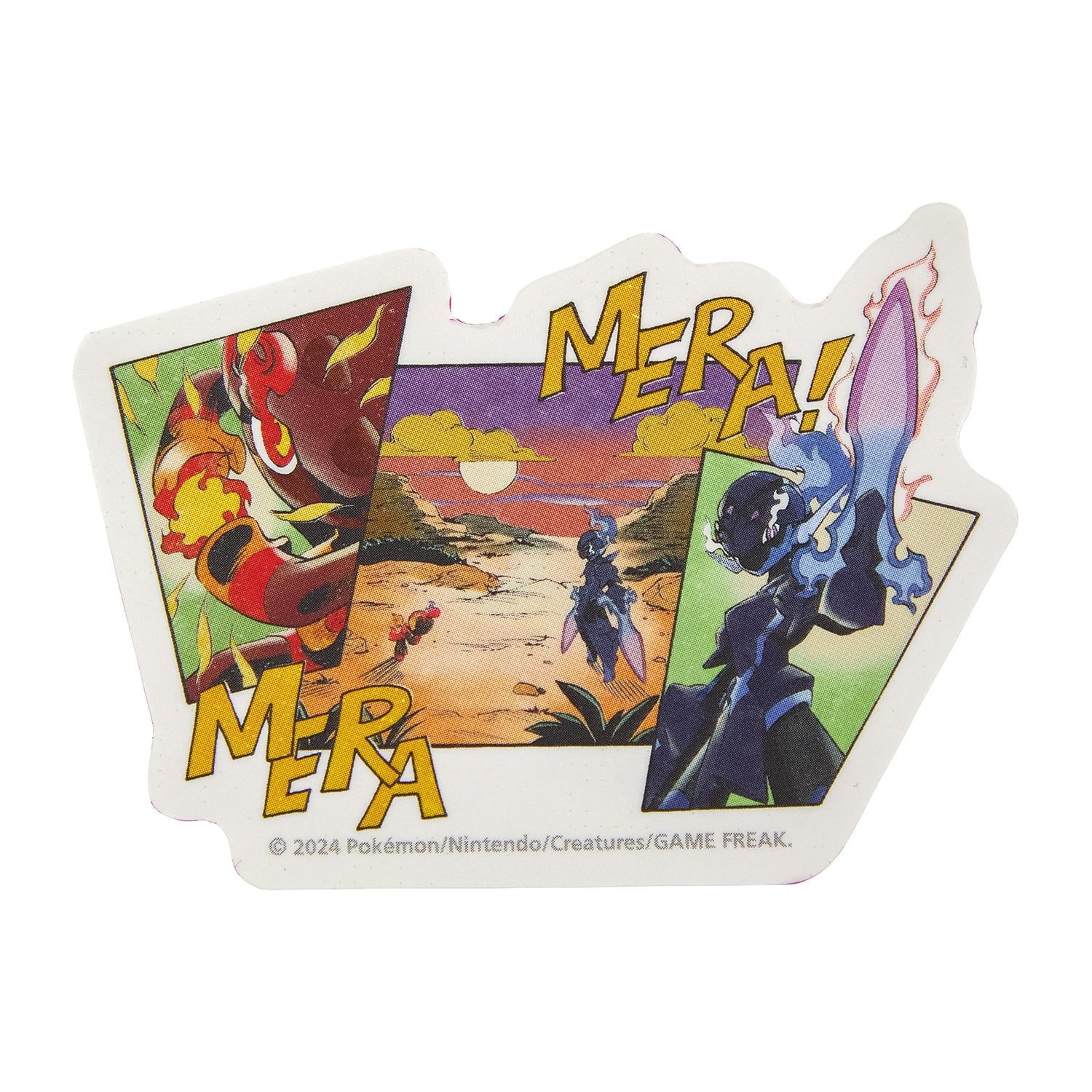 Pokemon die-cut sticker set from Japan, including Sawblaze, Exleg, and Pulse One with intricate details