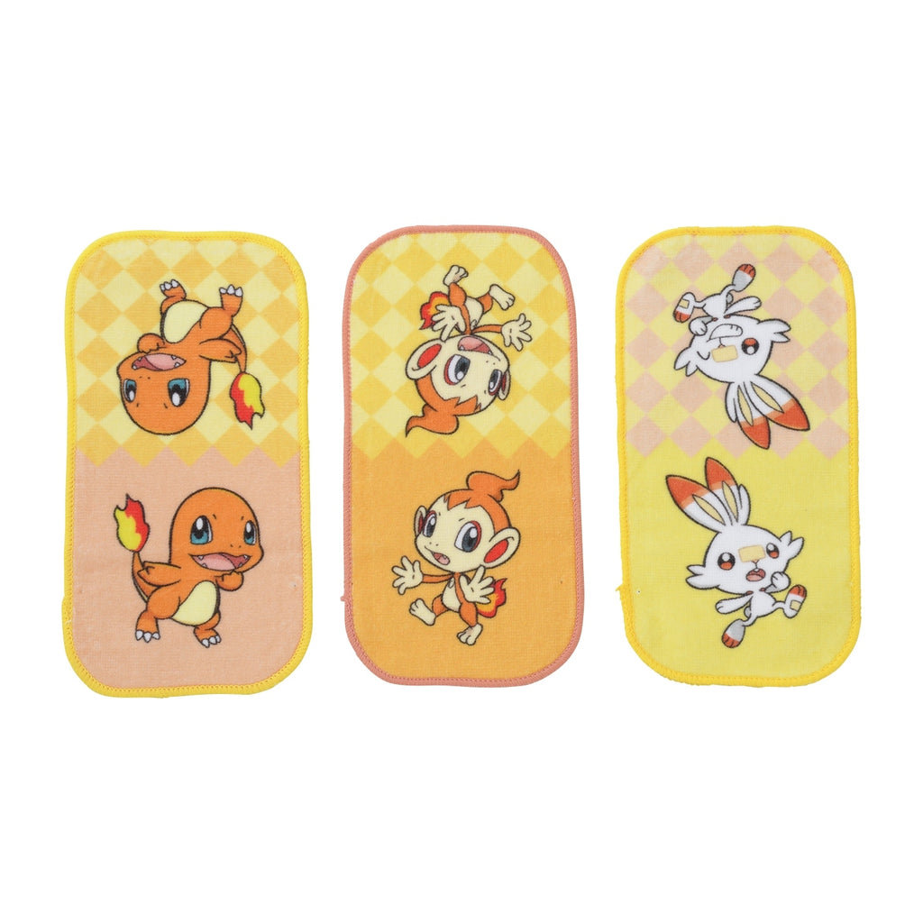 Pokemon 3 Pocket Towel Set with Charmander, Hikozaru, and Hibunny from Japan