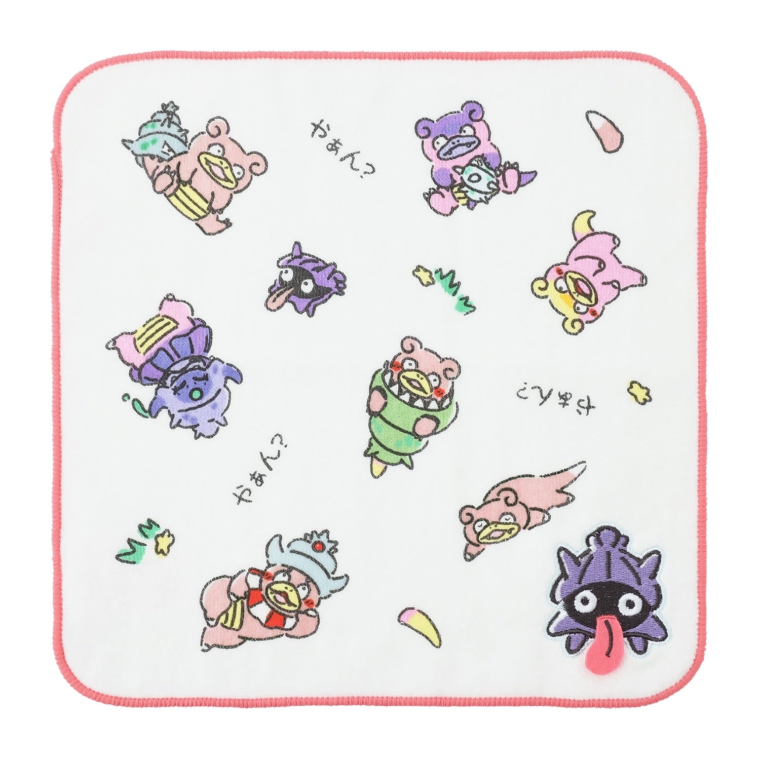 Dondon Donkan Yaan Pokemon hand towel with Shellder appliqué from Japan, featuring colorful design