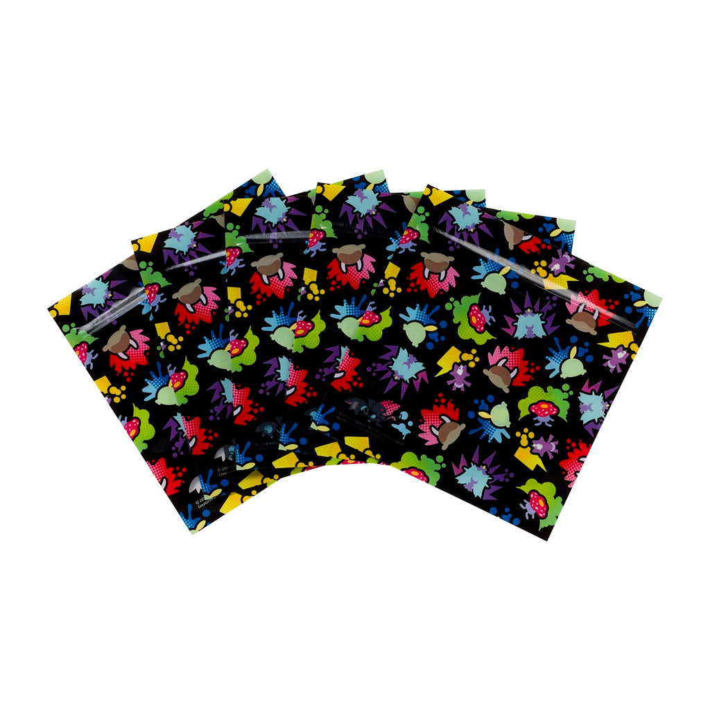 Set of 5 zipper bags Moudoku Kiken all over pattern
