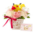 Pikachu flower arrangement with enamel pin, official Pokemon Center Japan product, 18x18x20cm