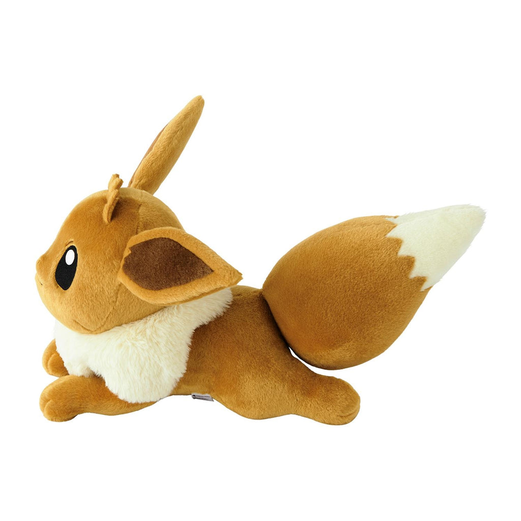 Authentic Japanese Eevee plush with detailed ears, ships from Japan