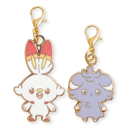 Hibani & Nyasper Pokemon charms, metal collectible figures from Japan, featuring official Pokemon artwork