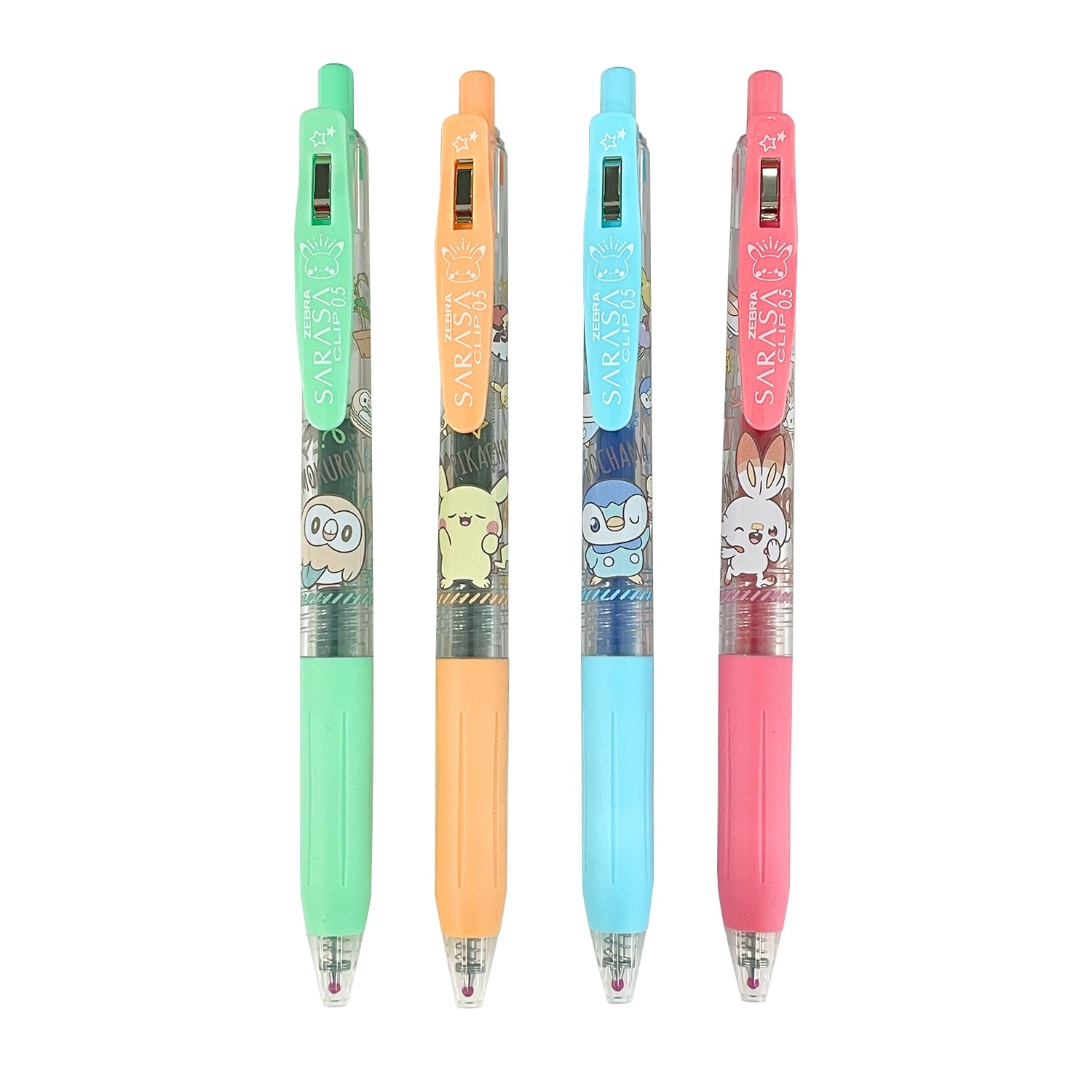Pokemon Sarasa Clip 4 Color Set with Poke Piece from Japan