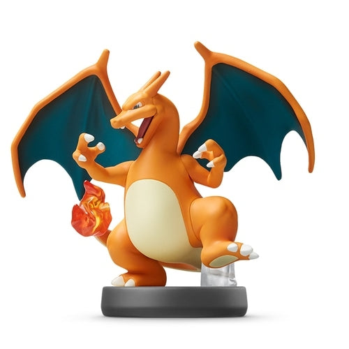 Authentic Japanese Pokemon Amiibo Charizard collectible with vibrant colors and poseable limbs
