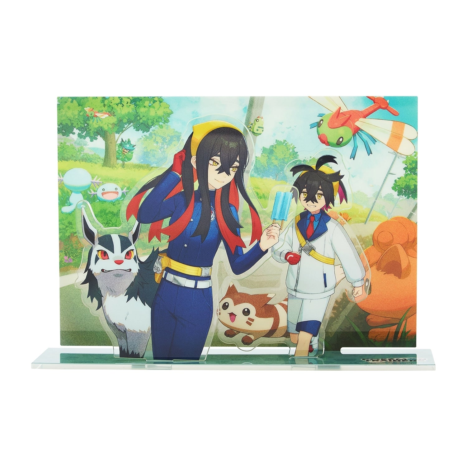 Pokemon Trainers Diorama Acrylic Stand with Kitakami no Sato background from Japan