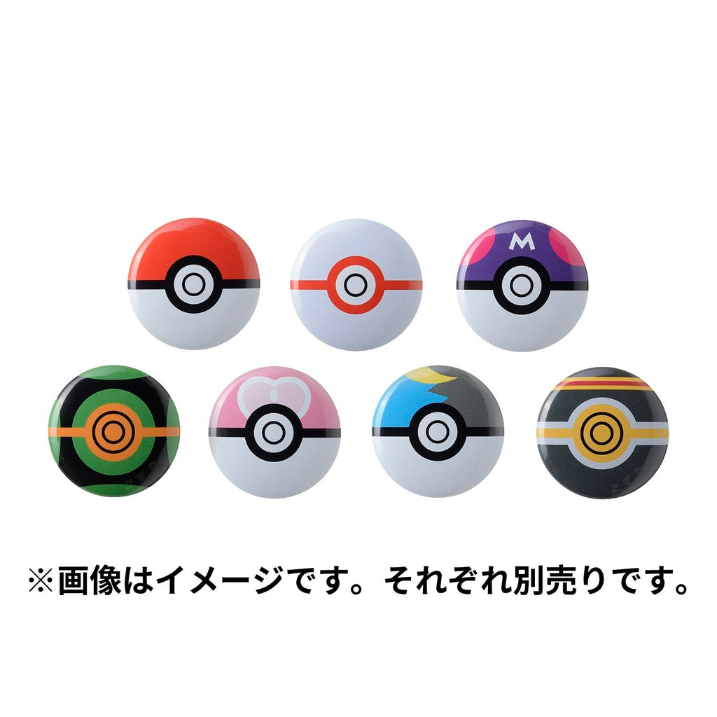 Pokemon Can Badge Premier Ball pin on a white background, sourced from Japan
