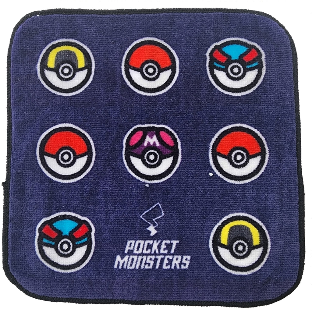Back view of Pokemon 3P mini towel monster ball with Japanese packaging details