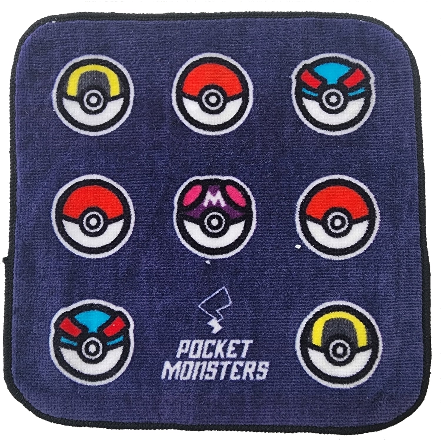 Back view of Pokemon 3P mini towel monster ball with Japanese packaging details