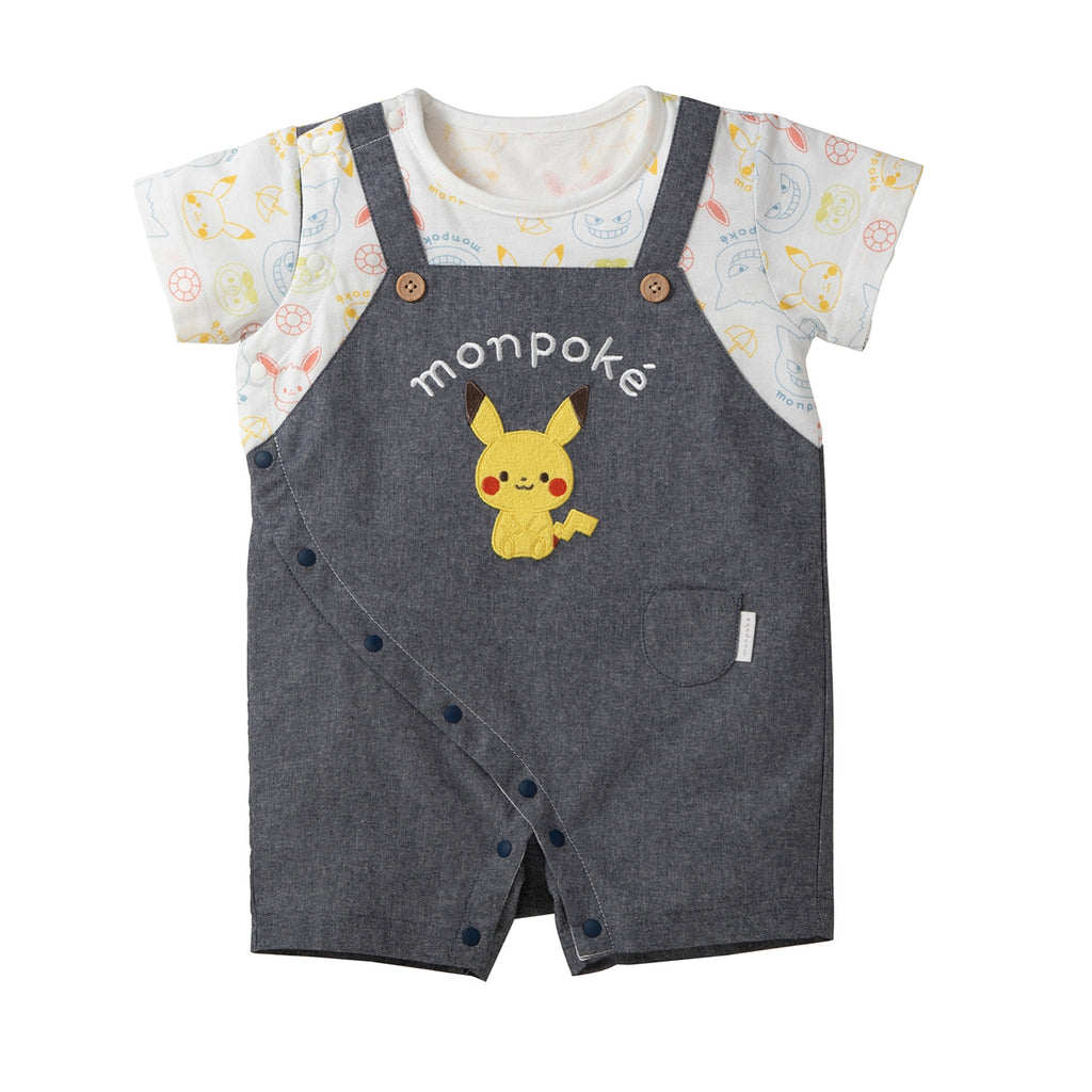 Monpoke overalls type short sleeve rompers navy