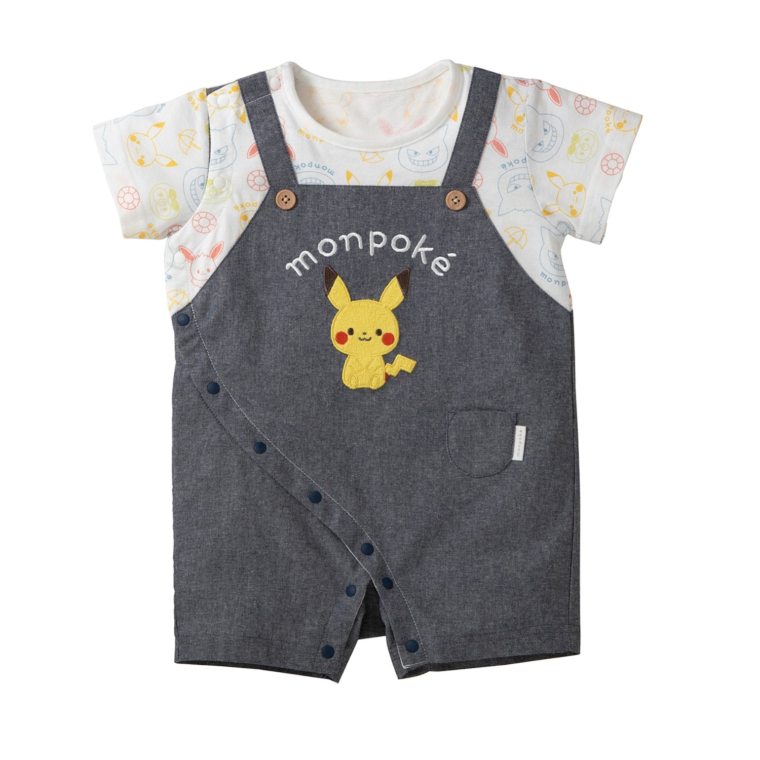 Monpoke overalls type short sleeve rompers navy