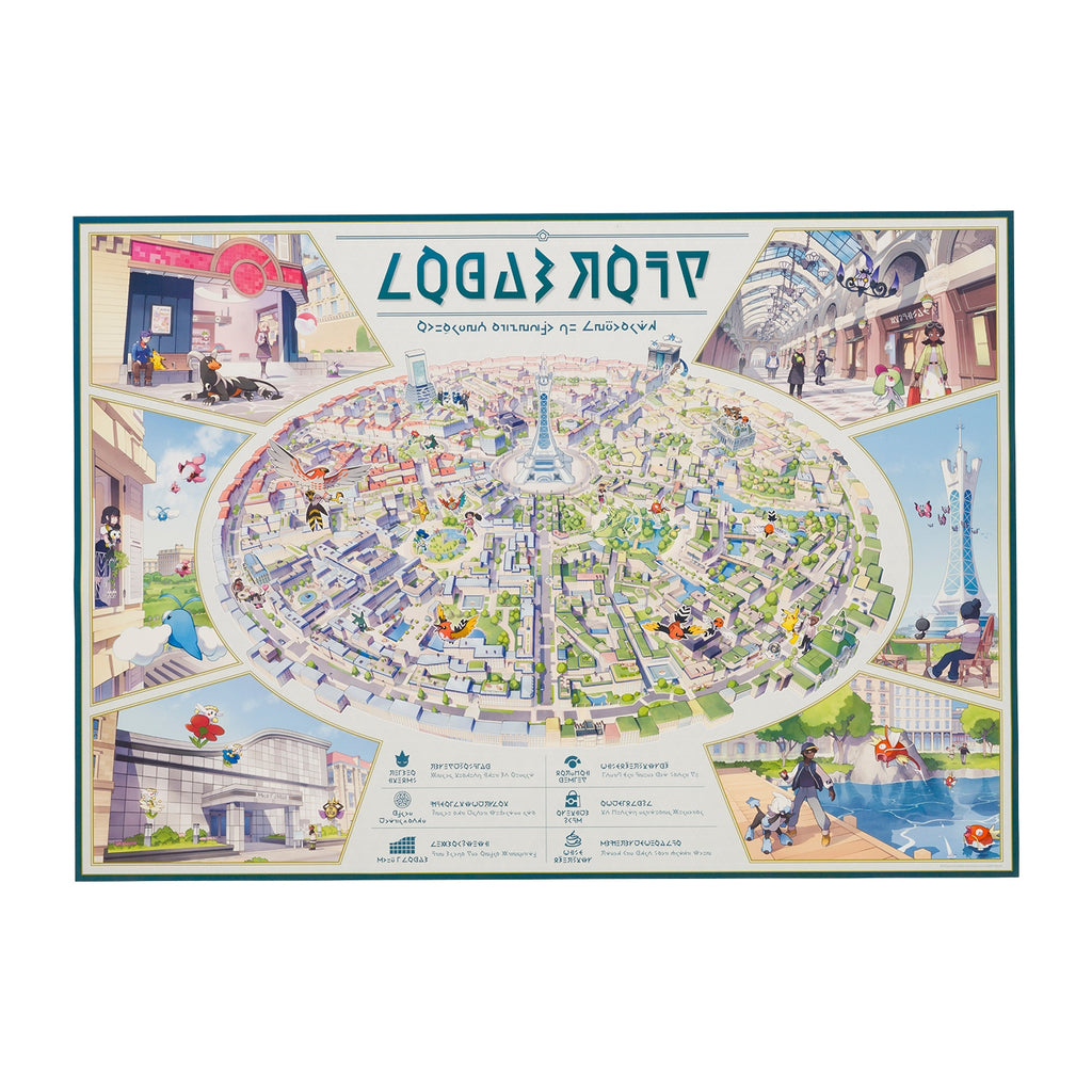 Set of 6 A2 posters and postcards Pokémon LEGENDS Z-A Miare City map