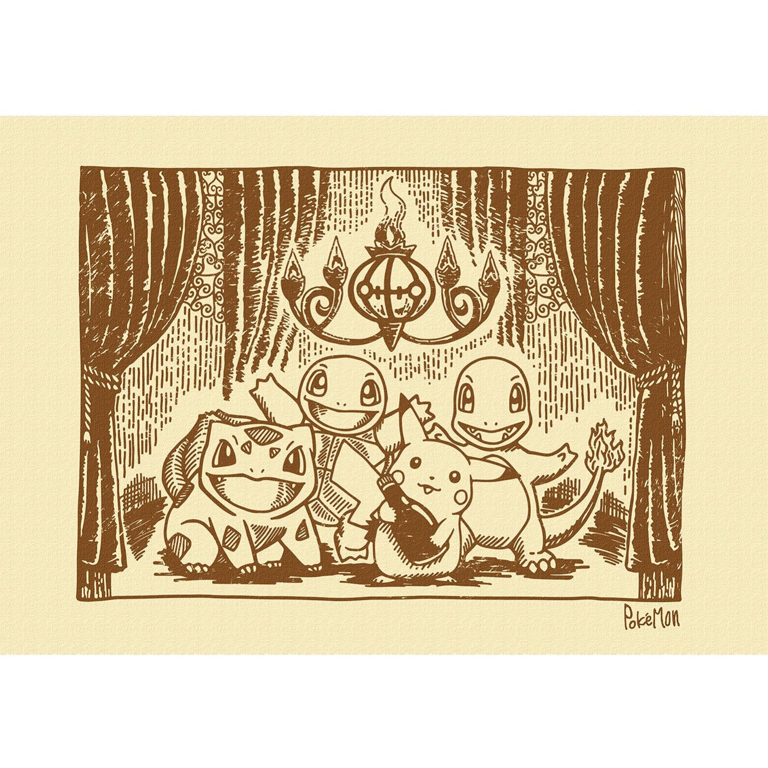 Japanese Pokemon Art Panel Sepia 14, officially licensed product from Japan