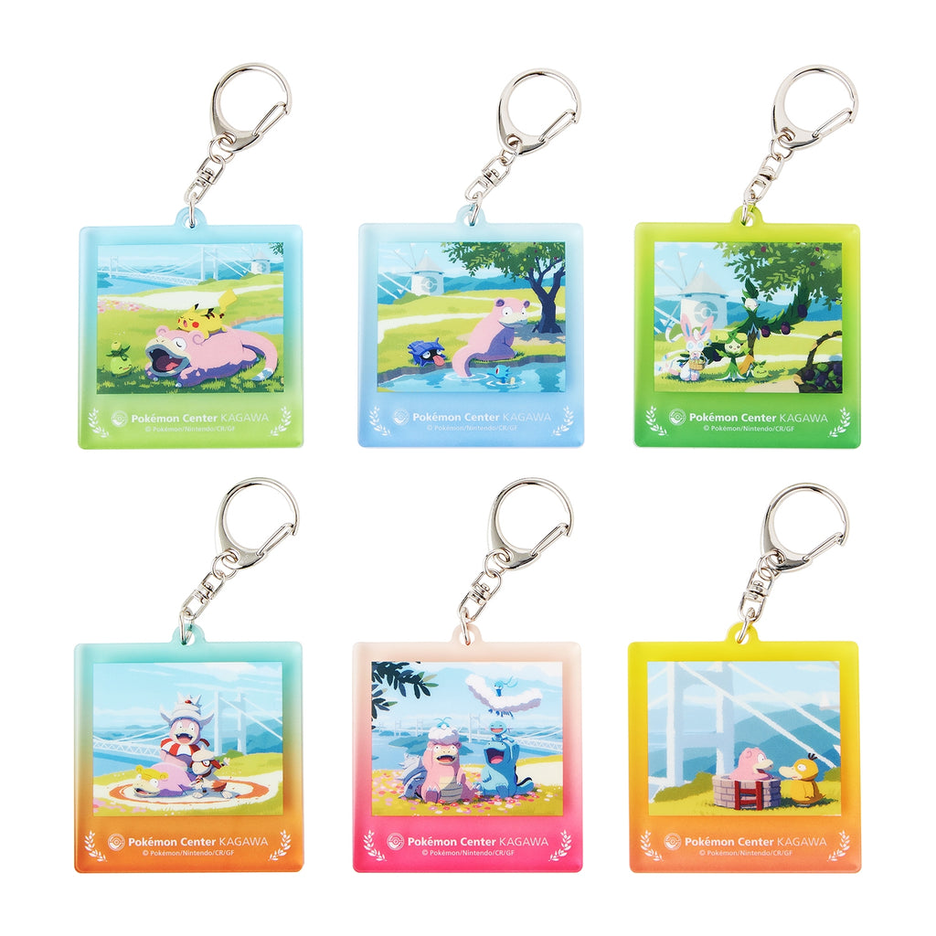 Acrylic Pokemon keychain collection box from Japan, featuring colorful characters