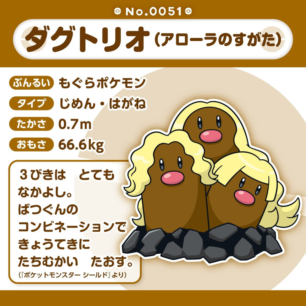 Official Pokémon Center Online Dugtrio Alola form plush, shipped from Japan