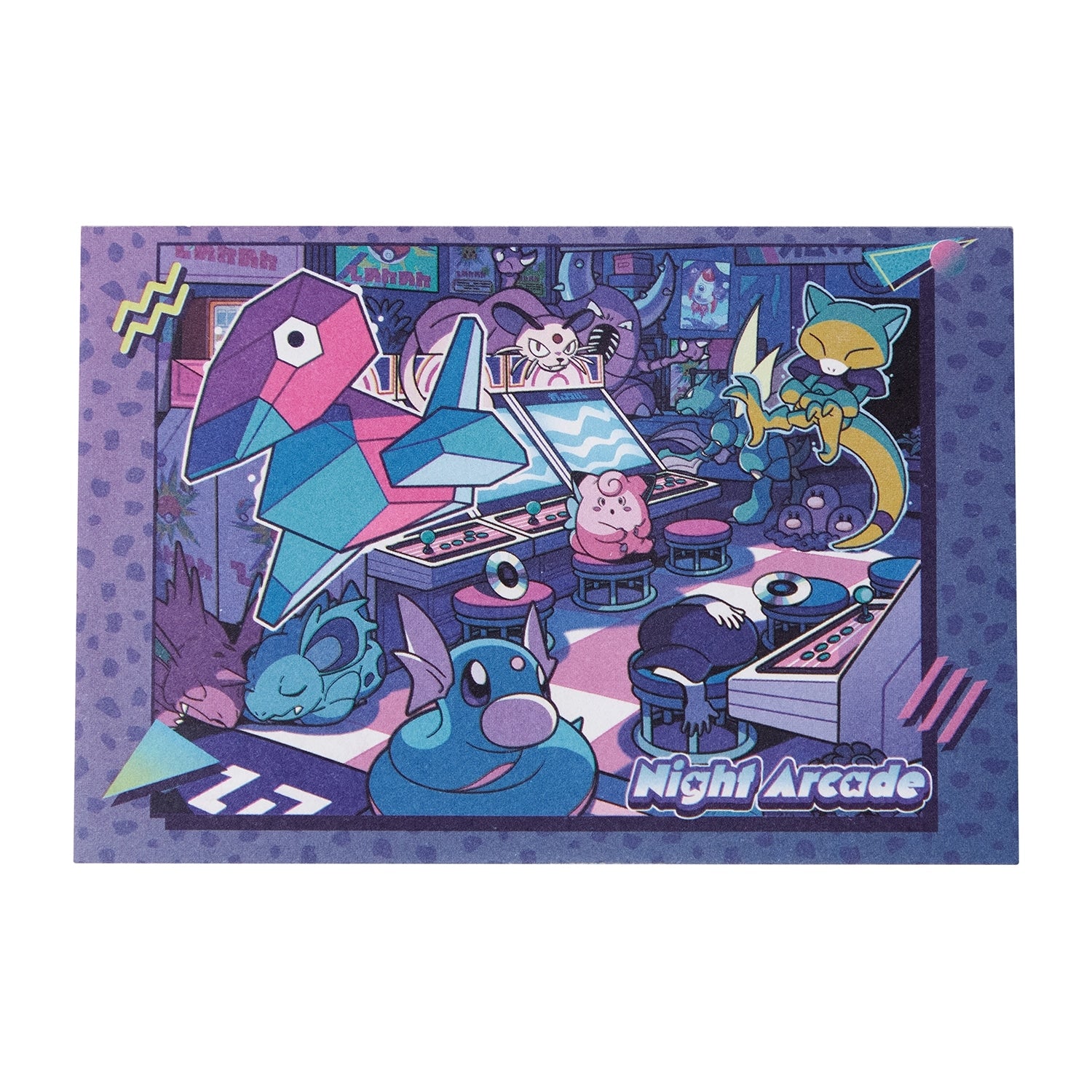 Close-up of Pokemon Memo in a Can Night Arcade item with detailed artwork from Japan