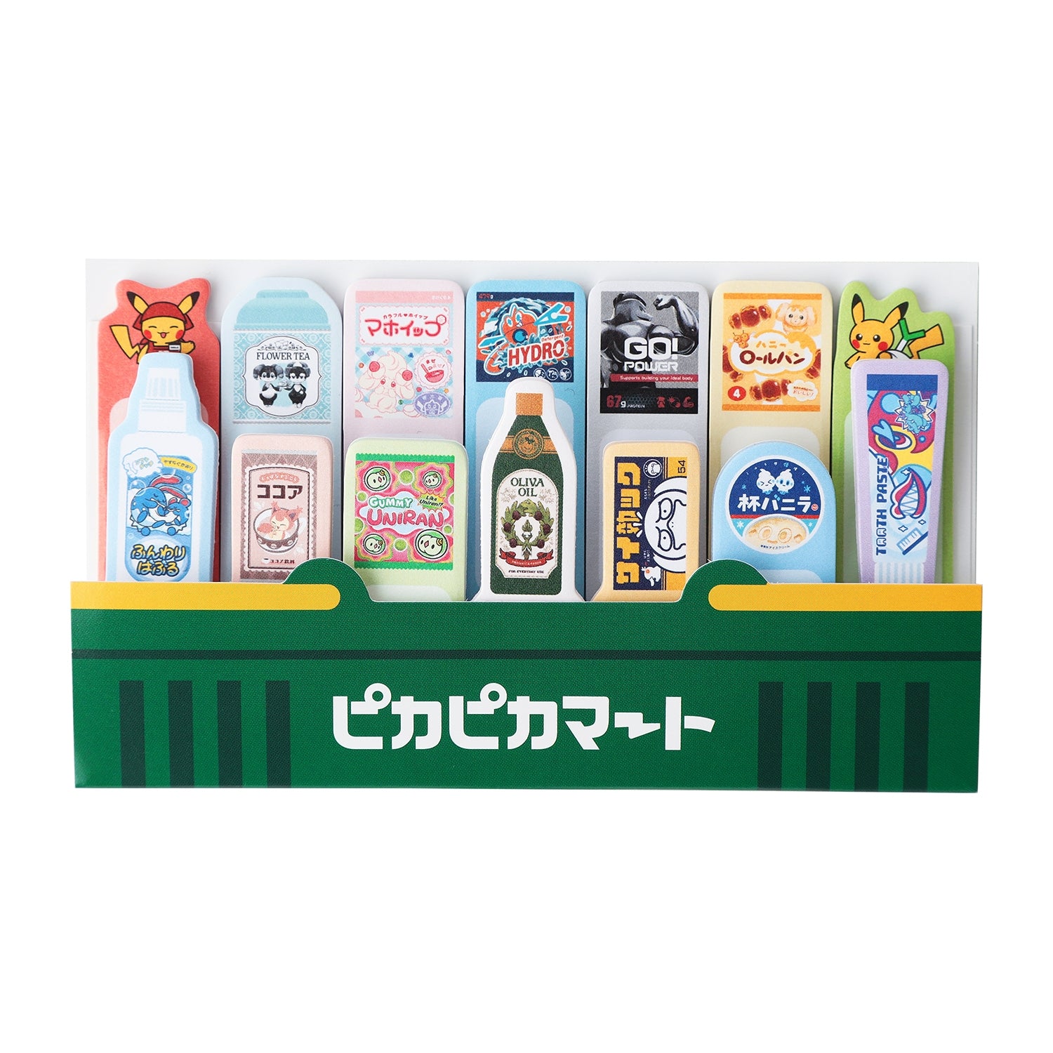 Sticky set Pika Pika Mart from Japan, featuring colorful characters
