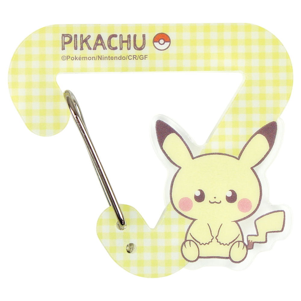 Pikachu Die Cut Acrylic Carabiner Holder from Japan, featuring a bright yellow Pikachu design