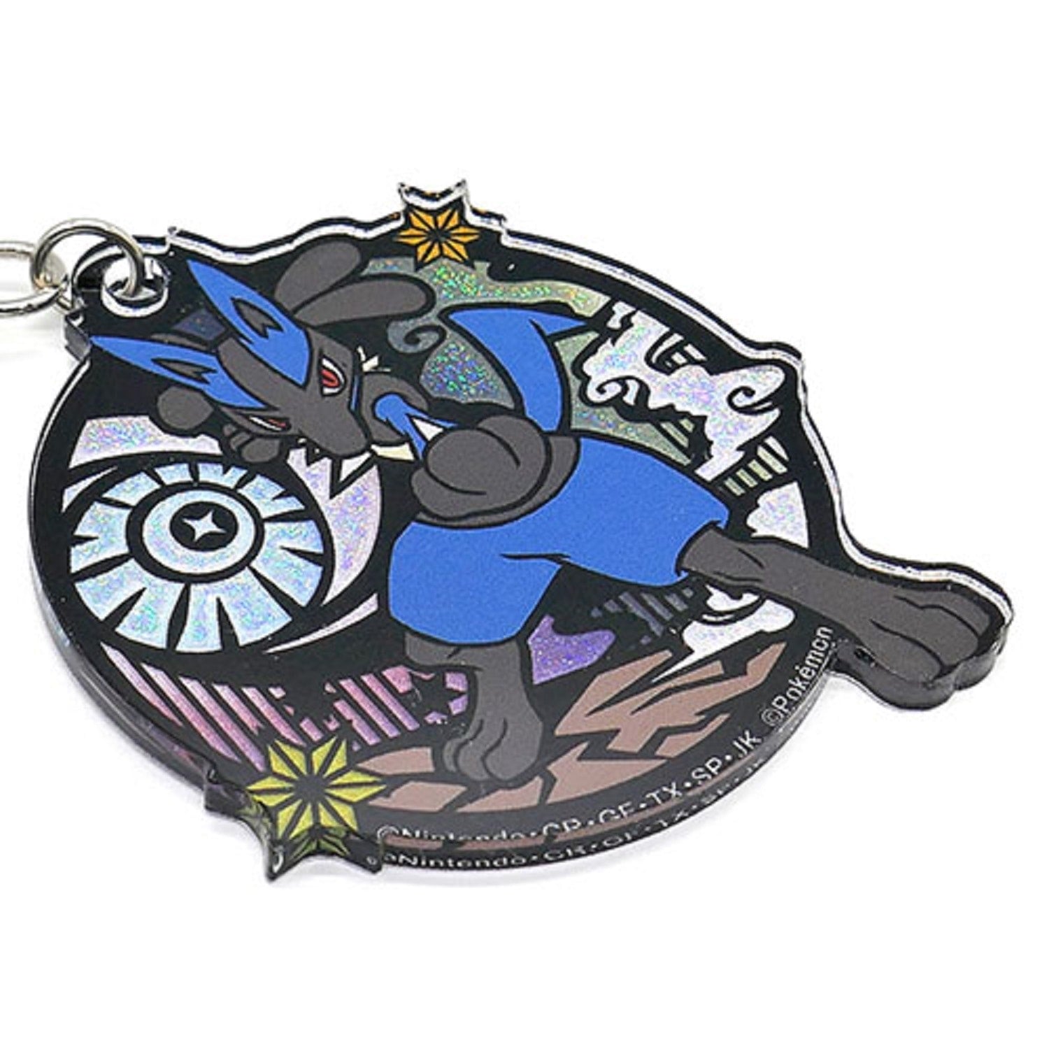 Lucario keychain with Aura Pokémon logo from Japan