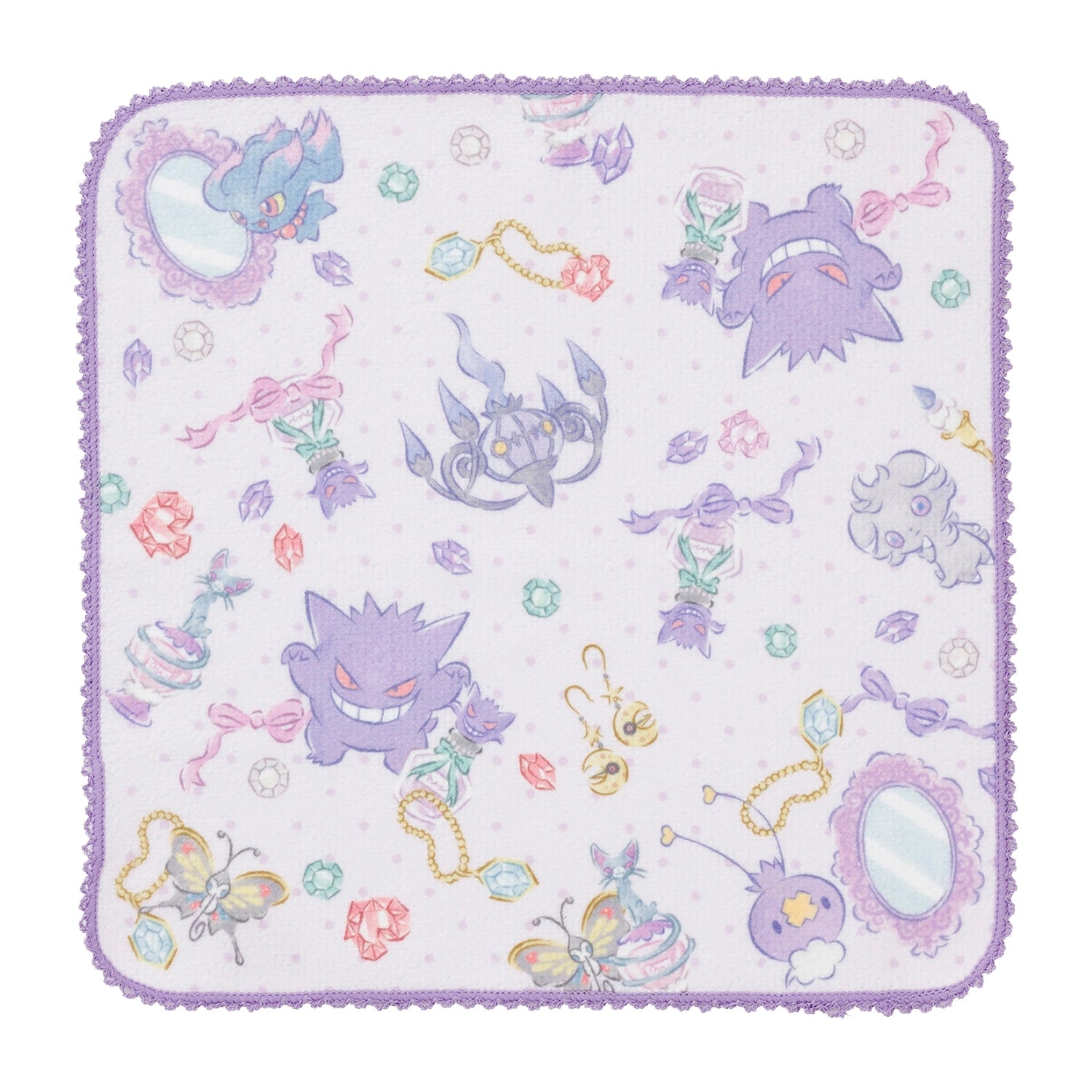 Gengar hand towel from Japan with purple design and Pokemon logo