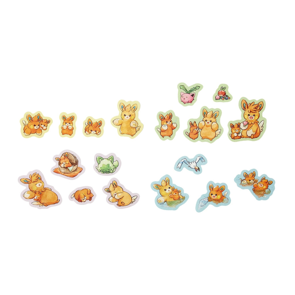 Close-up of Pokemon stickers with detailed designs, sourced from Japan