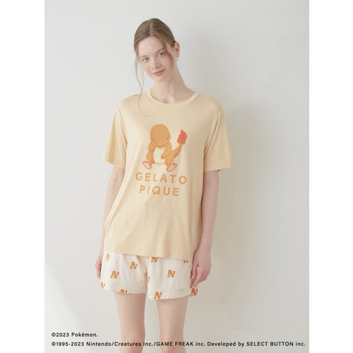 [gelato pique] Cool touch print T-shirt & shorts set Orange