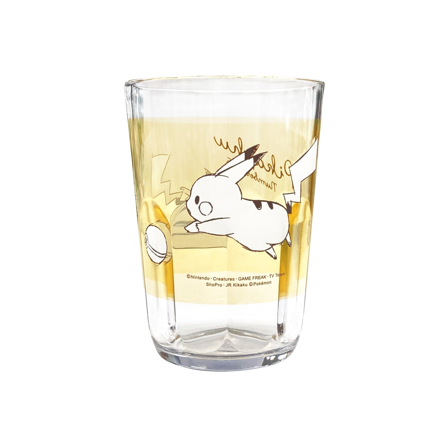 Clear tumbler "Pikachu number025" yellow