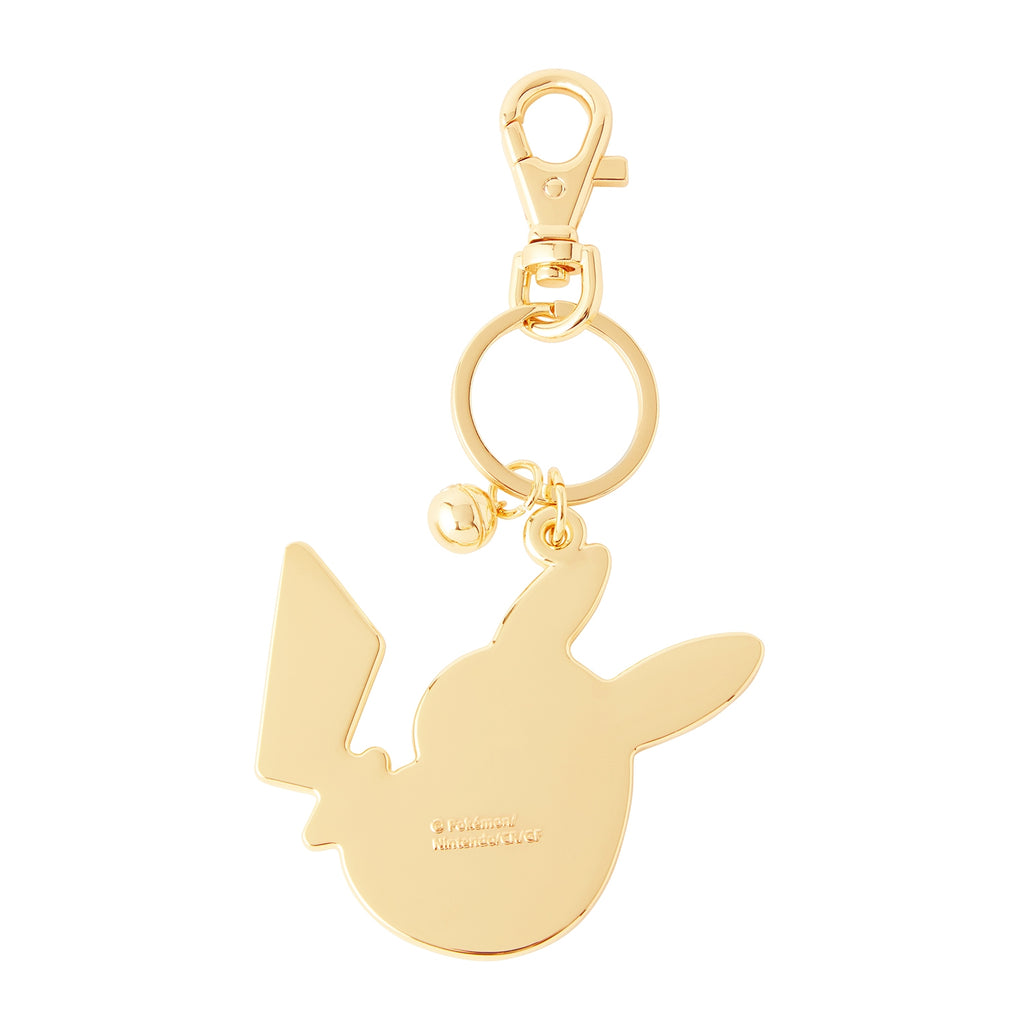 Authentic Japanese Pikachu keychain with leather strap and metal clip