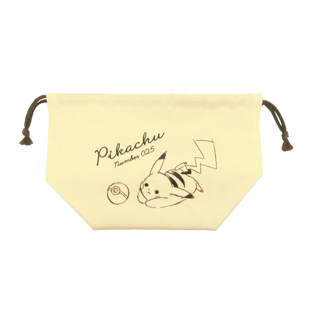 Antibacterial lunch drawstring bag "Pikachu number 025" yellow