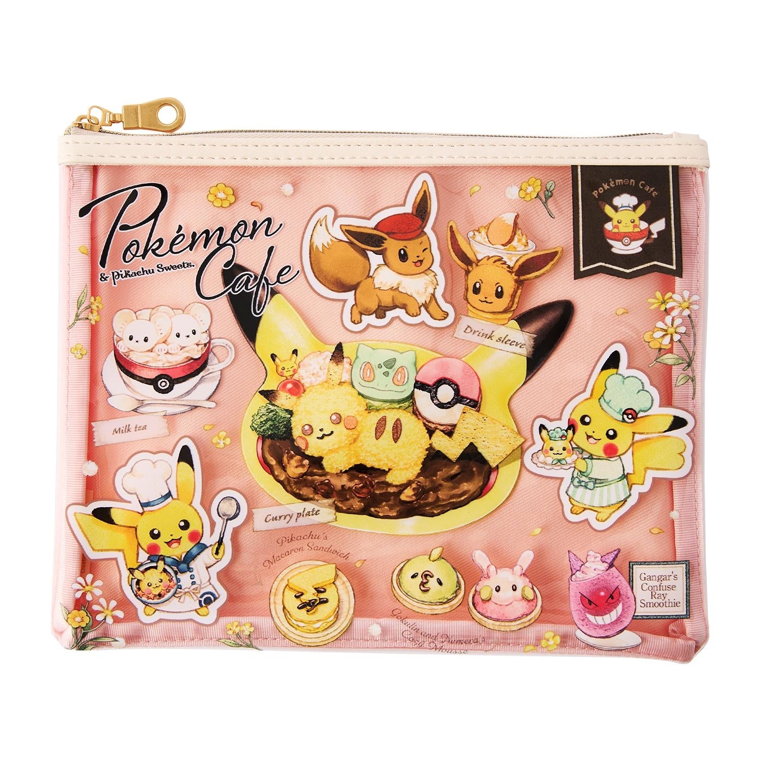 Clear pouch & macaron pouch set Pokémon Cafe & Pikachu Sweets