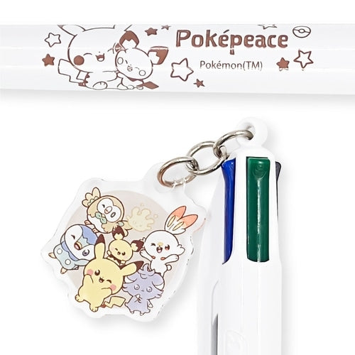 Authentic Japanese Pokemon pen with Pokepiece charm, compact size from Japan