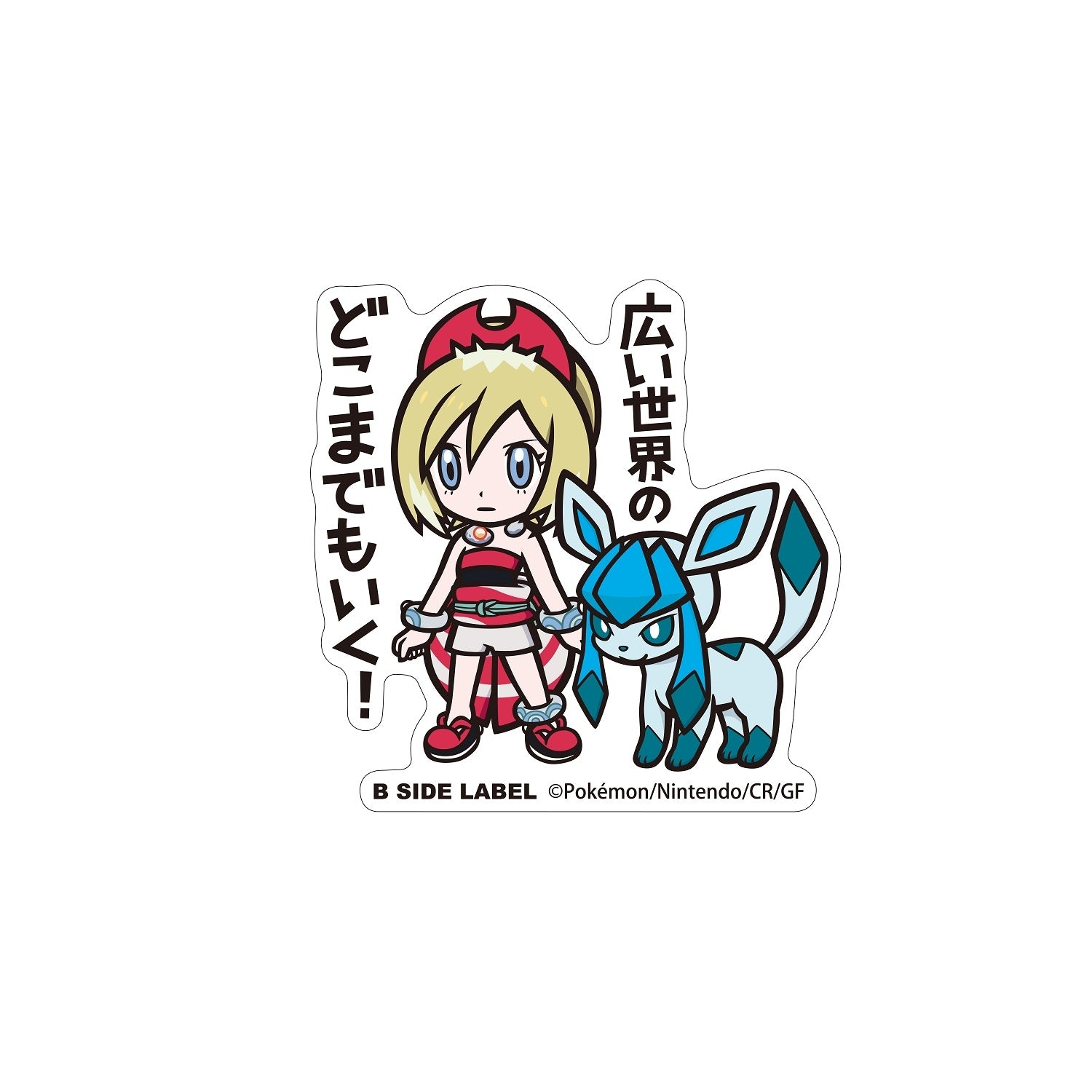 B-SIDE LABEL Pokemon Sticker Glaceon from Japan, featuring Ice-type Pokemon with snow design