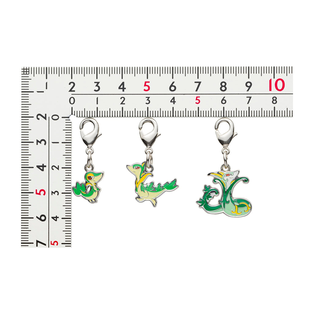 Pokemon metal charm 496 and 497 set from Japan, showcasing intricate details