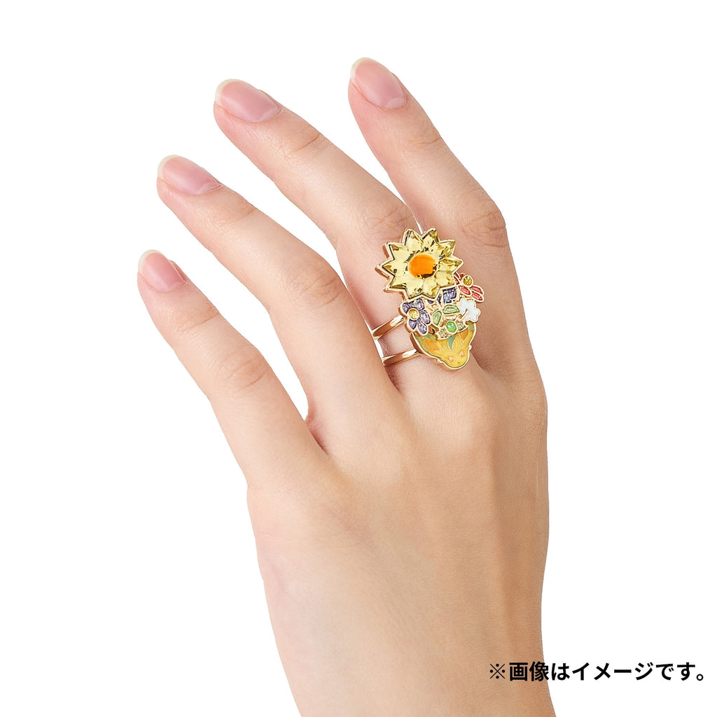Close-up of Pokémon Kusaterastal Leafeon ring, showcasing Japanese craftsmanship
