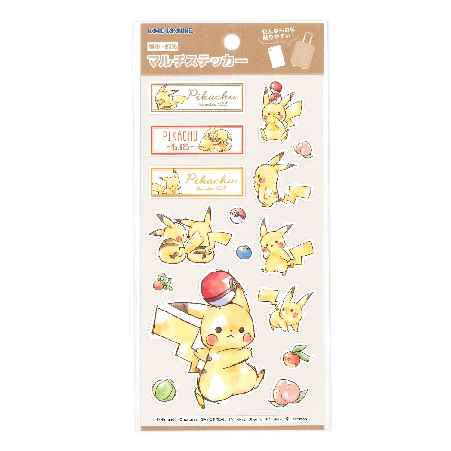 Pikachu sticker from Japan, featuring Electric-type Mouse Pokemon with vibrant colors and details