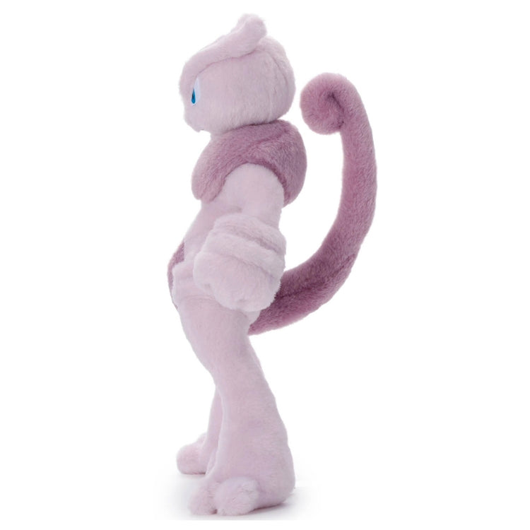 Pokemon Mega Mewtwo X plushie from Japan, showcasing back and side details