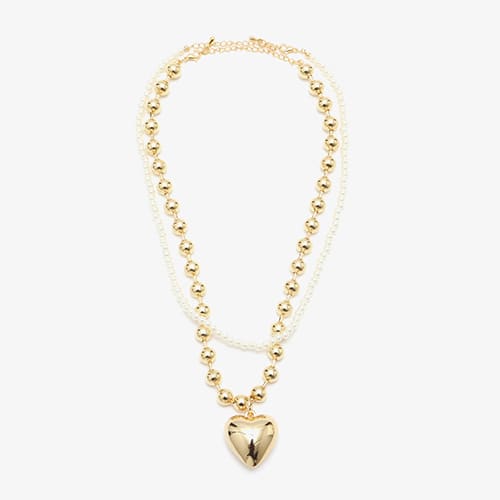 atmos pink Ball Chain & Pearl Necklace